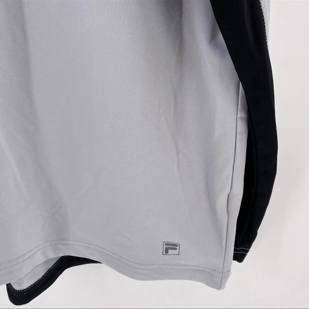 Fila Gray and Black Lightweight Jacket with Stand-Up Collar